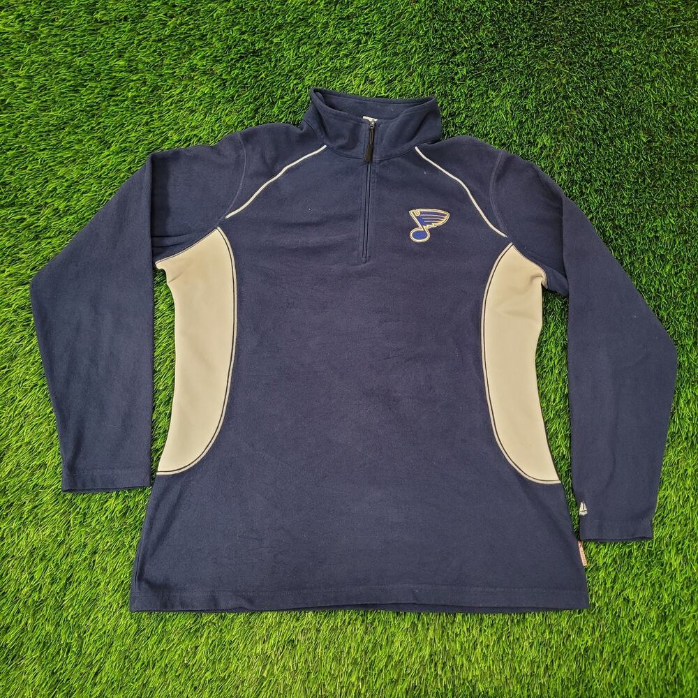 Vintage Y2K St-Louise Blues Track Jacket Womens Large 22x26 Blue Fleece